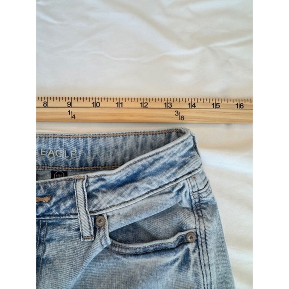 American Eagle Super High Rise Baggy Wide Leg Jean Light Wash Stretch Size 2 Reg - Picture 7 of 9